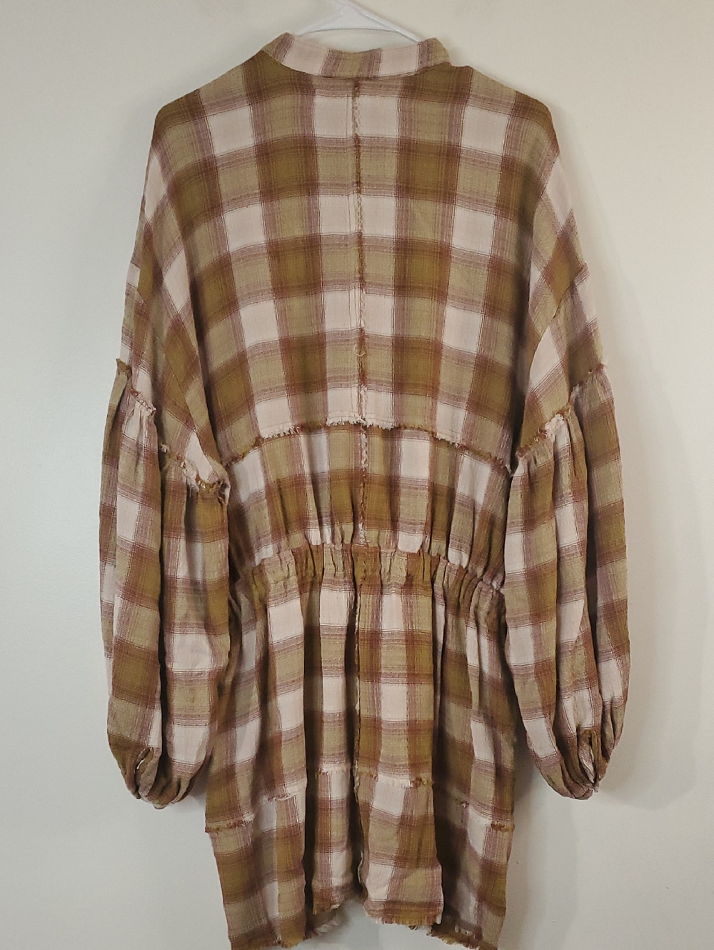 We The Free By The Way Plaid Button-Front Shirt Dress in Brown and Cream Size Md - Picture 14 of 16